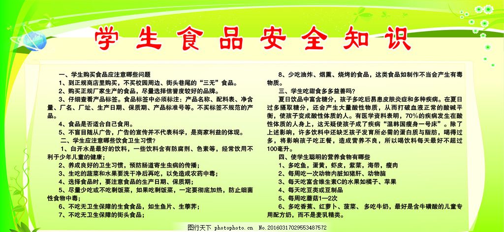 食品安全從娃娃抓起 幼兒園和學(xué)校必備的海報(bào)設(shè)計(jì)小知識
